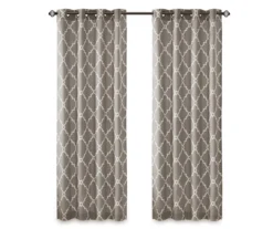 Sereno Fretwork Gray Light-Filtering Grommet Curtain Panel, (95") -Home Decor Store 810517992 810517993 810517994 11