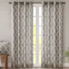 Sereno Fretwork Gray Light-Filtering Grommet Curtain Panel, (84")