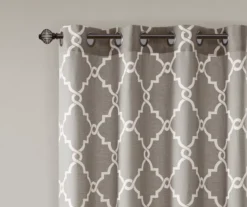 Sereno Fretwork Gray Light-Filtering Grommet Curtain Panel, (63") -Home Decor Store 810517992 810517993 810517994 3 2