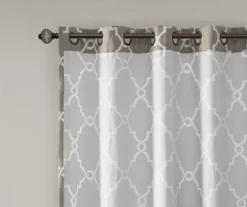 Sereno Fretwork Gray Light-Filtering Grommet Curtain Panel, (84") -Home Decor Store 810517992 810517993 810517994 4 1