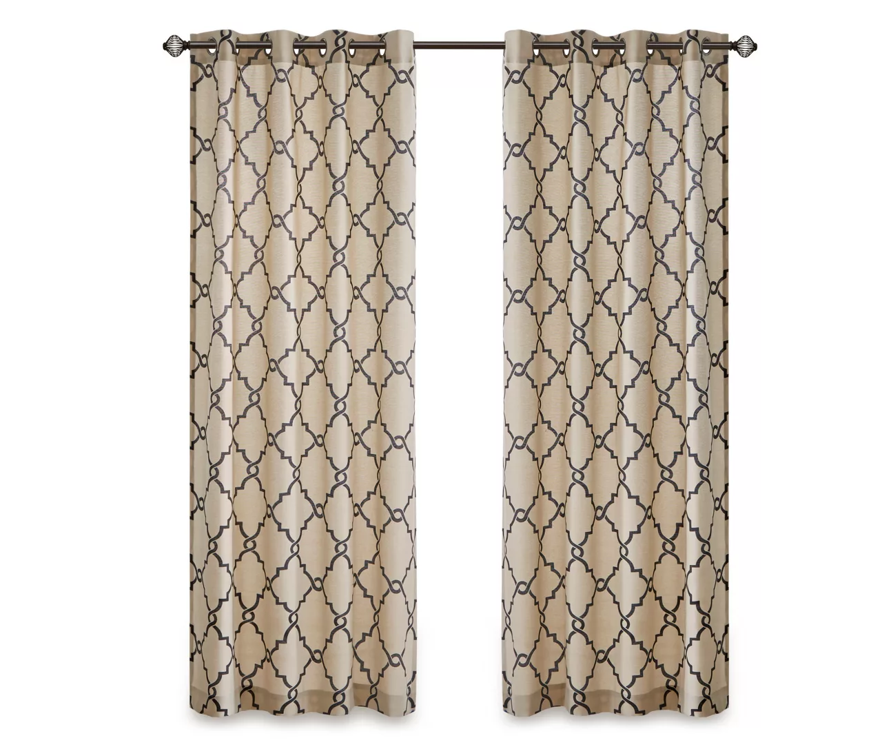 Sereno Fretwork Khaki Light-Filtering Grommet Curtain Panel, (63") 12 Sereno Fretwork Khaki Light-Filtering Grommet Curtain Panel, (63") - Image 12