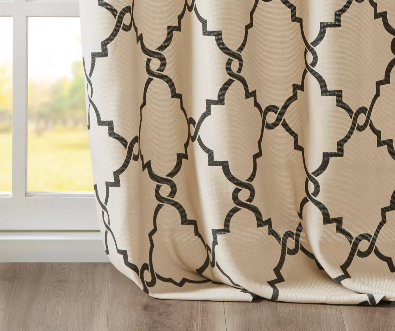 Sereno Fretwork Khaki Light-Filtering Grommet Curtain Panel, (63") 6 Sereno Fretwork Khaki Light-Filtering Grommet Curtain Panel, (63") - Image 6