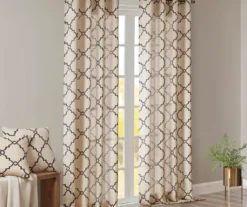 Sereno Fretwork Khaki Light-Filtering Grommet Curtain Panel, (84") -Home Decor Store 810518000 810518001 810518002 8 2