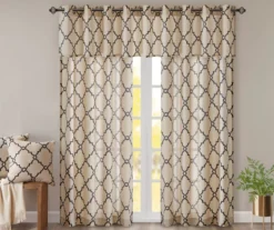 Sereno Fretwork Khaki Light-Filtering Grommet Curtain Panel, (84") -Home Decor Store 810518000 810518001 810518002 9 2