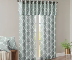 Sereno Fretwork Seafoam Light-Filtering Grommet Curtain Panel, (84") -Home Decor Store 810518004 810518005 810518006 10 2
