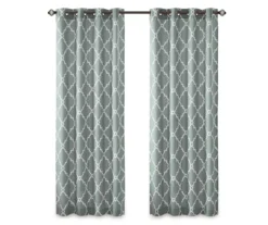 Sereno Fretwork Seafoam Light-Filtering Grommet Curtain Panel, (84") -Home Decor Store 810518004 810518005 810518006 11 2
