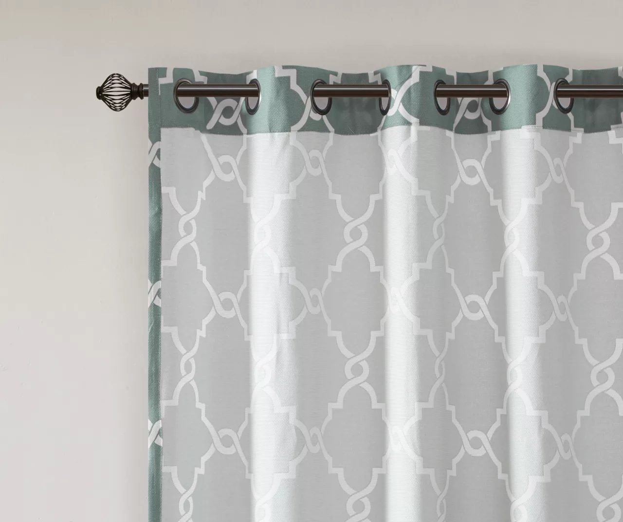Sereno Fretwork Seafoam Light-Filtering Grommet Curtain Panel, (63") 5 Sereno Fretwork Seafoam Light-Filtering Grommet Curtain Panel, (63") - Image 5