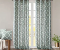 Sereno Fretwork Seafoam Light-Filtering Grommet Curtain Panel, (95") -Home Decor Store 810518004 810518005 810518006 7 1
