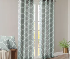 Sereno Fretwork Seafoam Light-Filtering Grommet Curtain Panel, (84") -Home Decor Store 810518004 810518005 810518006 8 2