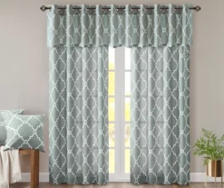 Sereno Fretwork Seafoam Light-Filtering Grommet Curtain Panel, (95") -Home Decor Store 810518004 810518005 810518006 9 1