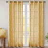 Sereno Fretwork Yellow Light-Filtering Grommet Curtain Panel, (63")