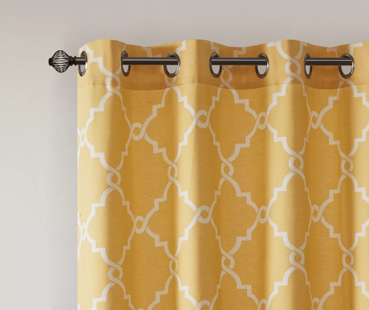 Sereno Fretwork Yellow Light-Filtering Grommet Curtain Panel, (63") 4 Sereno Fretwork Yellow Light-Filtering Grommet Curtain Panel, (63") - Image 4