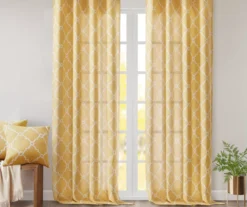 Sereno Fretwork Yellow Light-Filtering Grommet Curtain Panel, (95") 19 Sereno Fretwork Yellow Light-Filtering Grommet Curtain Panel, (95") -Home Decor Store 810518008 810518009 810518010 7 1
