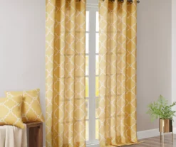 Sereno Fretwork Yellow Light-Filtering Grommet Curtain Panel, (63") 20 Sereno Fretwork Yellow Light-Filtering Grommet Curtain Panel, (63") -Home Decor Store 810518008 810518009 810518010 8 2