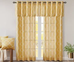 Sereno Fretwork Yellow Light-Filtering Grommet Curtain Panel, (84") -Home Decor Store 810518008 810518009 810518010 9