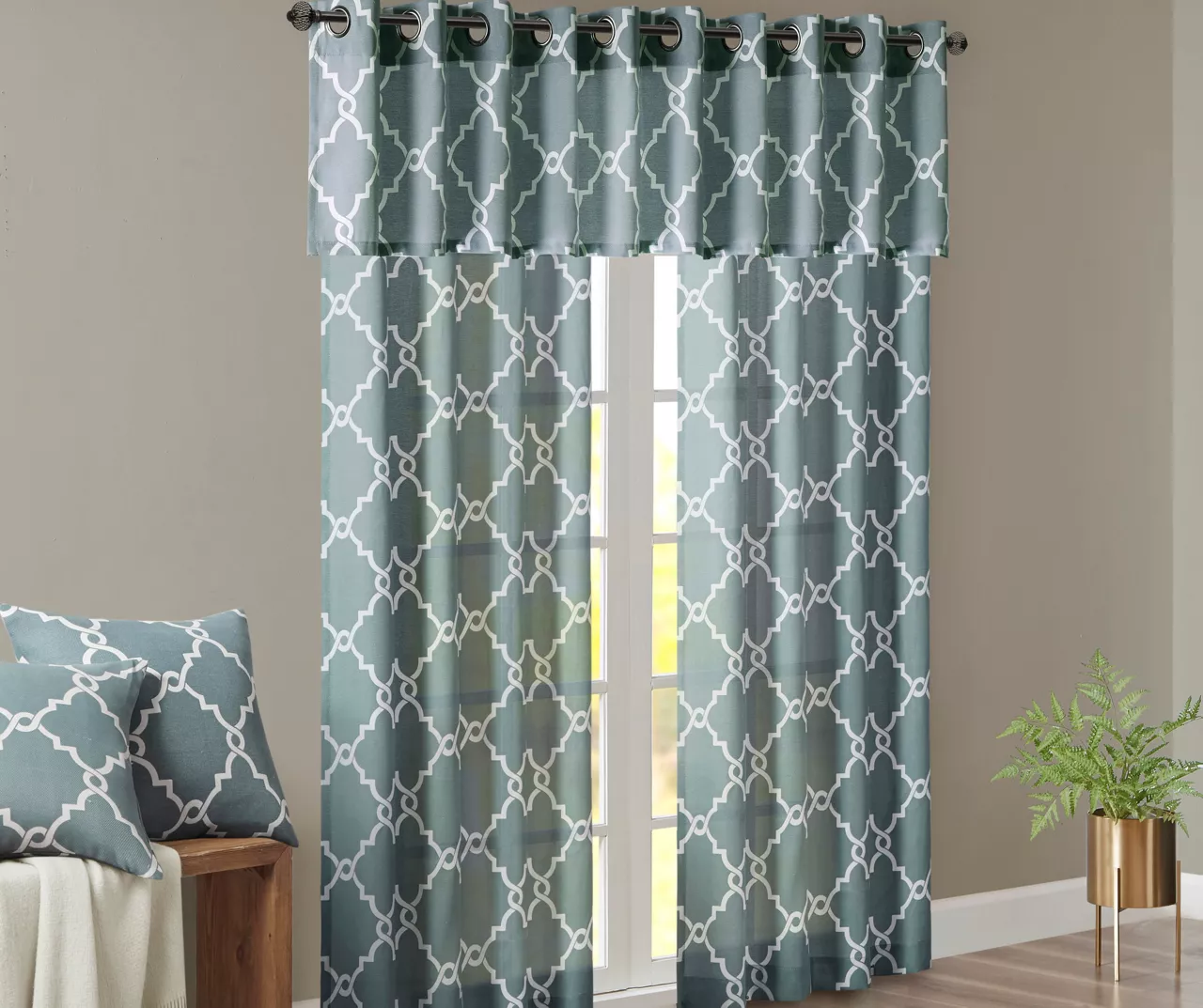 Sereno Fretwork Blue Light-Filtering Grommet Curtain Panel, (63") 11 Sereno Fretwork Blue Light-Filtering Grommet Curtain Panel, (63") - Image 11