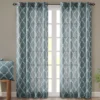 Sereno Fretwork Blue Light-Filtering Grommet Curtain Panel, (63")