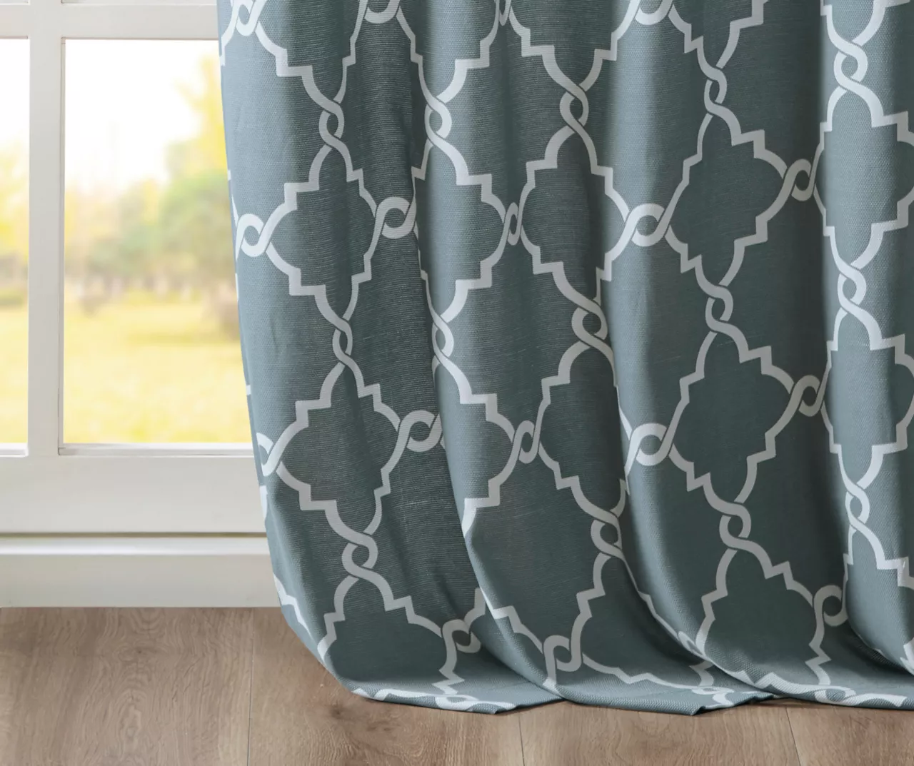 Sereno Fretwork Blue Light-Filtering Grommet Curtain Panel, (63") 6 Sereno Fretwork Blue Light-Filtering Grommet Curtain Panel, (63") - Image 6