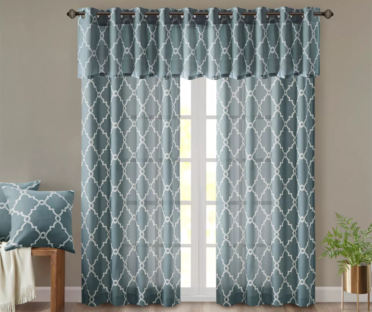 Sereno Fretwork Blue Light-Filtering Grommet Curtain Panel, (63") 10 Sereno Fretwork Blue Light-Filtering Grommet Curtain Panel, (63") - Image 10