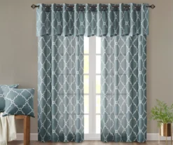 Sereno Fretwork Blue Light-Filtering Grommet Curtain Panel, (95") -Home Decor Store 810518012 810517719 810517720 9