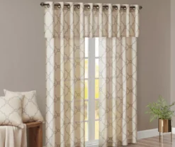 Sereno Fretwork Beige Light-Filtering Grommet Curtain Panel, (84") -Home Decor Store 810518024 810518025 810518026 10