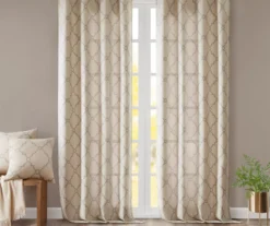 Sereno Fretwork Beige Light-Filtering Grommet Curtain Panel, (84") -Home Decor Store 810518024 810518025 810518026 7