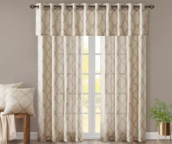 Sereno Fretwork Beige Light-Filtering Grommet Curtain Panel, (95") -Home Decor Store 810518024 810518025 810518026 9 1