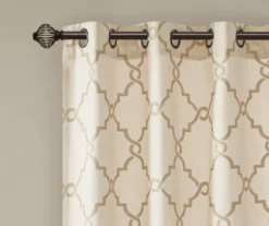 Sereno Fretwork Beige & Gold Light-Filtering Grommet Curtain Panel, (63") -Home Decor Store 810518028 810518029 810518030 3 1