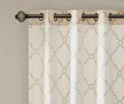 Sereno Fretwork Beige & Gold Light-Filtering Grommet Curtain Panel, (95") -Home Decor Store 810518028 810518029 810518030 4 2