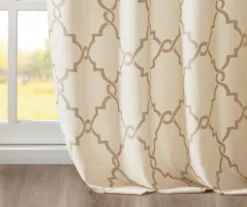 Sereno Fretwork Beige & Gold Light-Filtering Grommet Curtain Panel, (63") -Home Decor Store 810518028 810518029 810518030 5 1