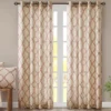 Sereno Fretwork Beige & Spice Light-Filtering Grommet Curtain Panel, (84")