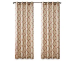 Sereno Fretwork Beige & Spice Light-Filtering Grommet Curtain Panel, (63") -Home Decor Store 810518031 810518032 810518034 11 1