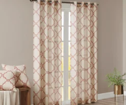 Sereno Fretwork Beige & Spice Light-Filtering Grommet Curtain Panel, (63") -Home Decor Store 810518031 810518032 810518034 8 1