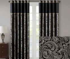 Valerie Black Light-Filtering Rod Pocket Curtain Panel Pair, (84") 13 Valerie Black Light-Filtering Rod Pocket Curtain Panel Pair, (84") -Home Decor Store 810518076 810518077 2