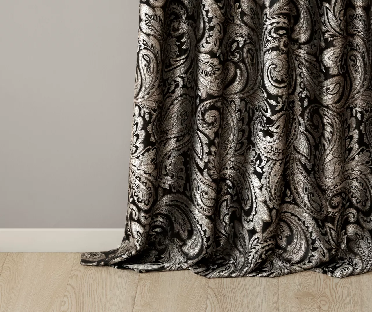 Valerie Black Light-Filtering Rod Pocket Curtain Panel Pair, (84") 6 Valerie Black Light-Filtering Rod Pocket Curtain Panel Pair, (84") - Image 6