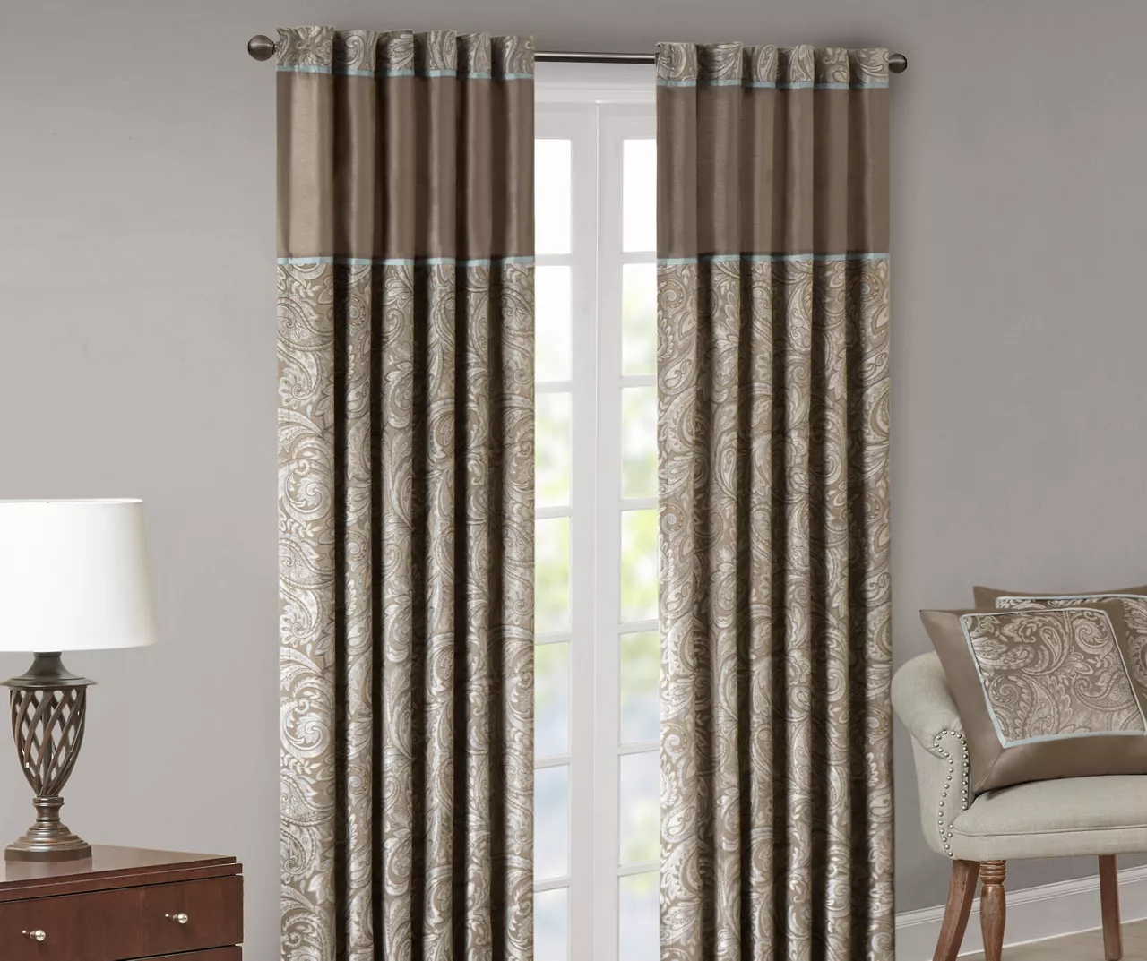 Valerie Blue Light-Filtering Rod Pocket Curtain Panel Pair, (95") 2 Valerie Blue Light-Filtering Rod Pocket Curtain Panel Pair, (95") - Image 2