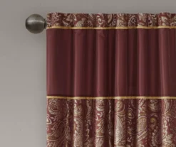 Valerie Burgundy Light-Filtering Rod Pocket Curtain Panel Pair, (84") -Home Decor Store 810518081 810518082 3 1