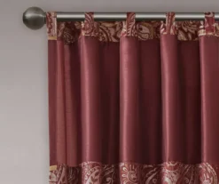 Valerie Burgundy Light-Filtering Rod Pocket Curtain Panel Pair, (95") -Home Decor Store 810518081 810518082 4