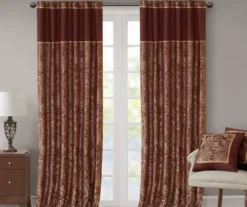 Valerie Burgundy Light-Filtering Rod Pocket Curtain Panel Pair, (84") -Home Decor Store 810518081 810518082 7 1