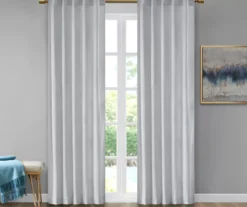 Bryce Velvet Light Gray Room-Darkening Rod Pocket Curtain Panel Pair, (63")