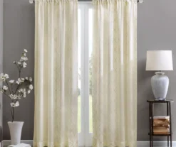 Clarissa Diamond Ivory Sheer Rod Pocket Curtain Panel, (95")
