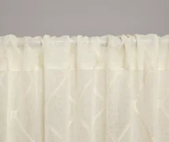 Clarissa Diamond Ivory Sheer Rod Pocket Curtain Panel, (95") -Home Decor Store 810518098 810518099 3