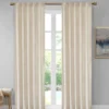 Bryce Velvet Ivory Room-Darkening Rod Pocket Curtain Panel Pair, (63")