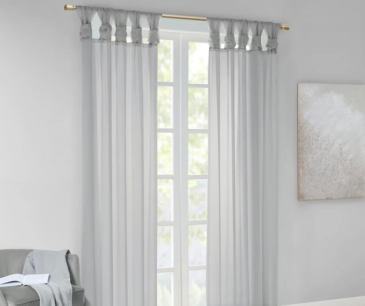Persis Voile Sheer Twisted Tab Curtain Panel Pair 9 Persis Voile Sheer Twisted Tab Curtain Panel Pair - Image 9