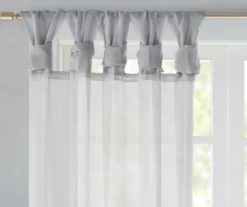 Persis Light Gray Voile Sheer Twisted Tab Curtain Panel Pair, (63") -Home Decor Store 810518134 810518135 810518136 2 1