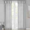 Persis Light Gray Voile Sheer Twisted Tab Curtain Panel Pair, (63")