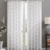 Clarissa Diamond White & Gray Sheer Rod Pocket Curtain Panel, (84")