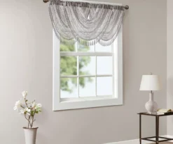 Clarissa Diamond Sheer Rod Pocket Waterfall Valance, (46") -Home Decor Store 810518158 1