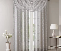 Clarissa Diamond Sheer Rod Pocket Waterfall Valance, (46") -Home Decor Store 810518158 5