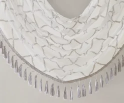 Clarissa Diamond Sheer Rod Pocket Waterfall Valance, (46") -Home Decor Store 810518167 3